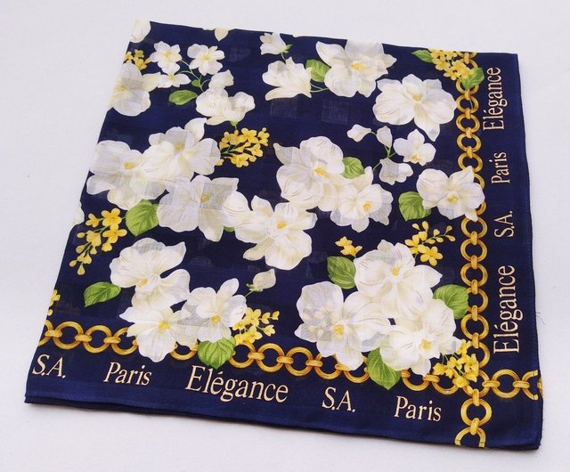 Elegance SA Paris ヴィンテージ ハンカチ フローラル 23 x 23