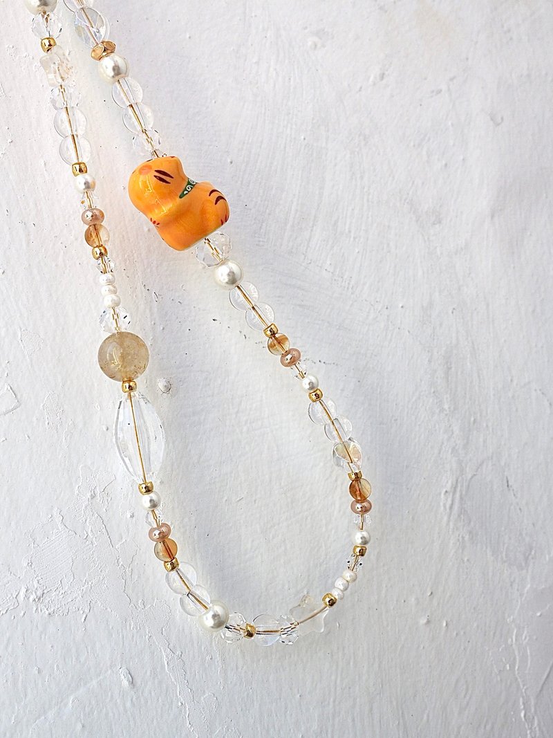 Citrine and Golden Rutilated Quartz Phone Wrist strap - เชือก/สายคล้อง - คริสตัล สีเหลือง