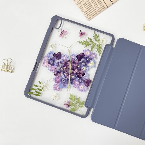 FeimeiPresents 紫色花蝶手工押花iPad外殼 iPad Air 11寸 13寸 iPad Pro 11寸13