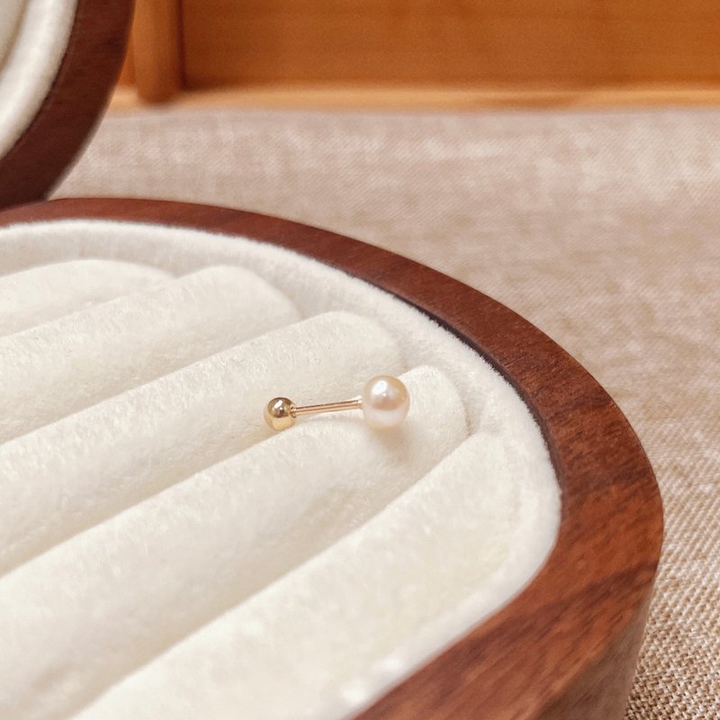 The Muse • Muse | Pearl Turn Bead Stud Earrings/Earrings | 14KGF - Earrings & Clip-ons - Pearl Gold