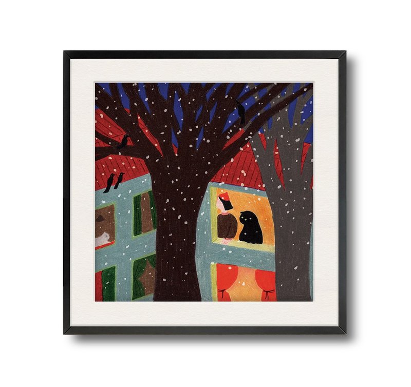 Snowy neighbor (300x300mm) - 海報/掛畫/掛布 - 紙 藍色