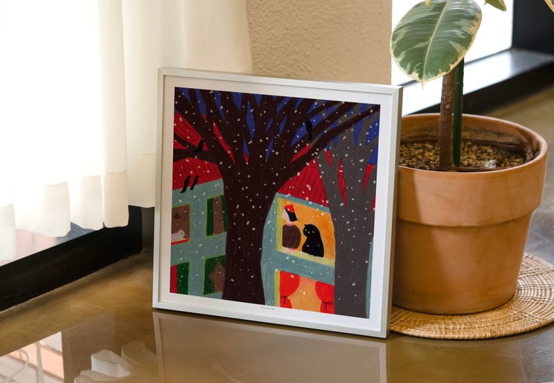 Snowy neighbor (300x300mm) - 海報/掛畫/掛布 - 紙 藍色
