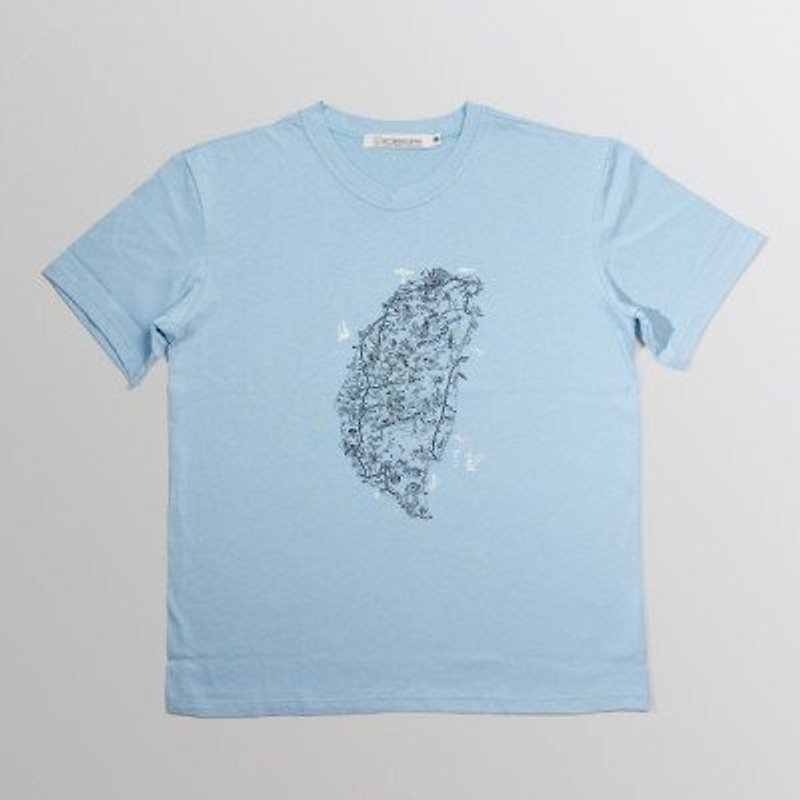 National Museum of Taiwan History - In the case of Taiwan Map T-shirt illustrations (blue) - Unisex Hoodies & T-Shirts - Cotton & Hemp Blue