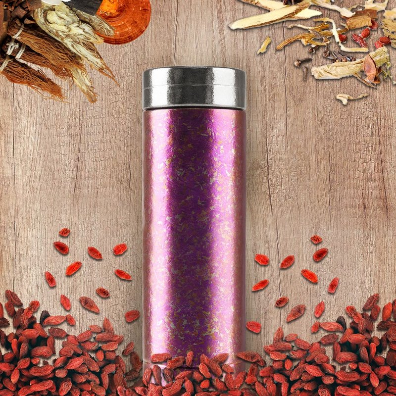 Ti-living Pure Titanium Antibacterial Vacuum Insulation-Slimming Cup-Coral Powder 300ml - กระบอกน้ำร้อน - โลหะ สึชมพู