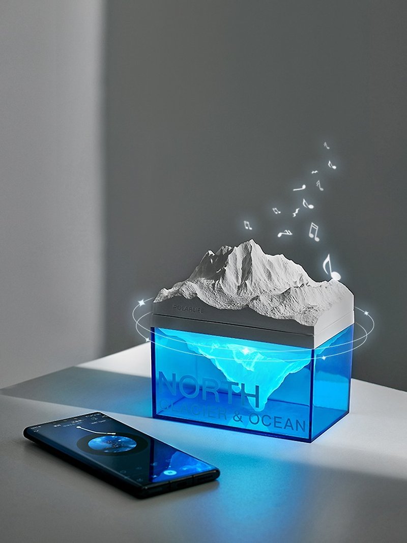Taiwan Spot | Polar Glacier Situational Audio Night Light | Diffusing Stone| Bluetooth Speaker | Atmosphere Night Light - Gadgets - Other Materials Blue