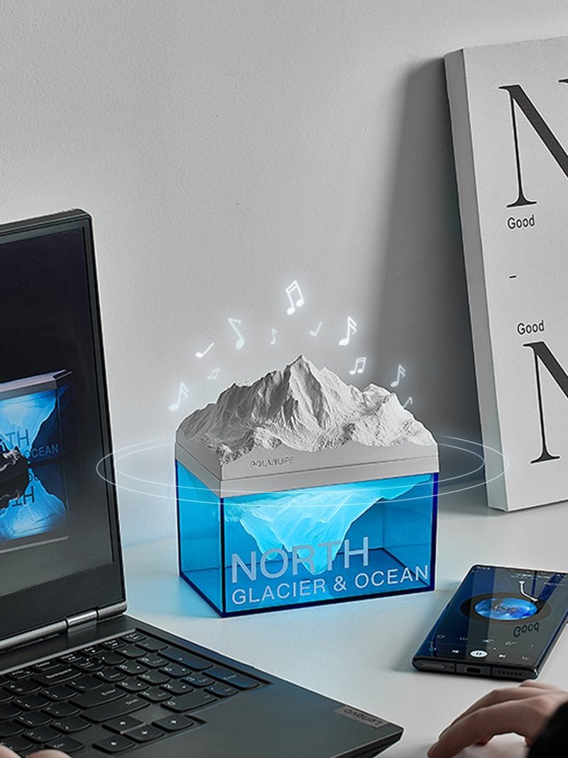 Relax at home | Polar glacier situational sound night light | Essential oil diffuser | Bluetooth speaker | Atmosphere night light - แกดเจ็ต - วัสดุอื่นๆ สีน้ำเงิน