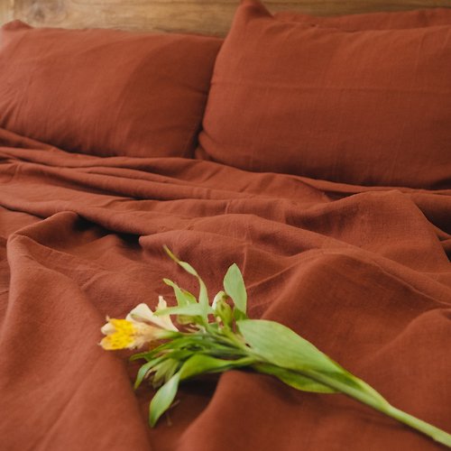 True Things Redwood linen flat sheet / Linen bedsheet / Softened stonewashed linen sheet