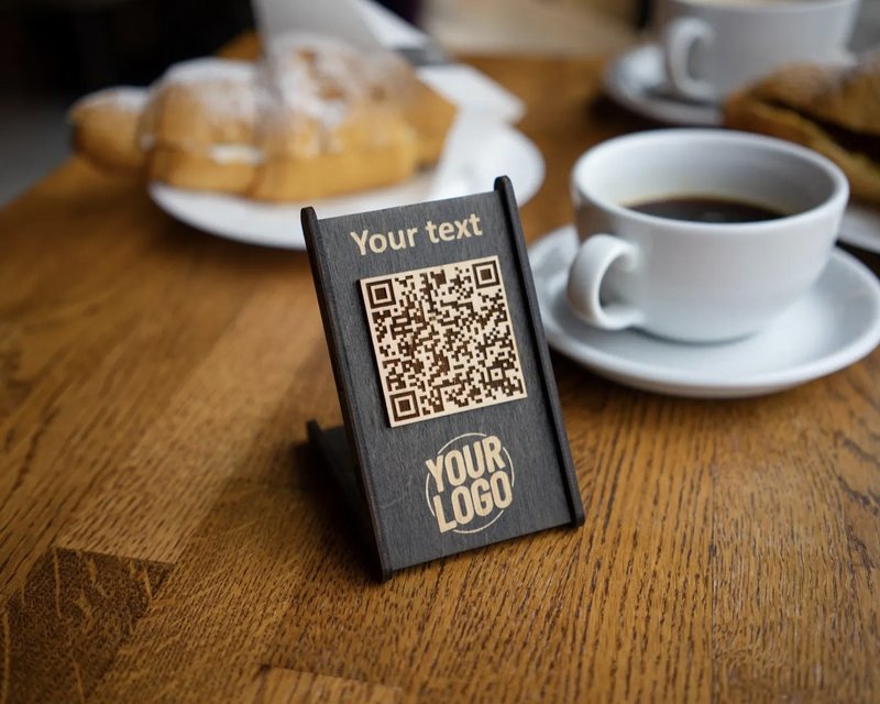 QR code menu, QR code menu sign, Wooden qr cod sign - 其他 - 木頭 