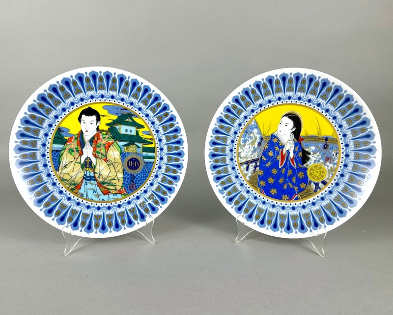 盤子陶瓷 Noritake 日本牆面裝飾 1977-80 年代獨特的傳統設計 - 壁貼/牆壁裝飾 - 瓷 多色