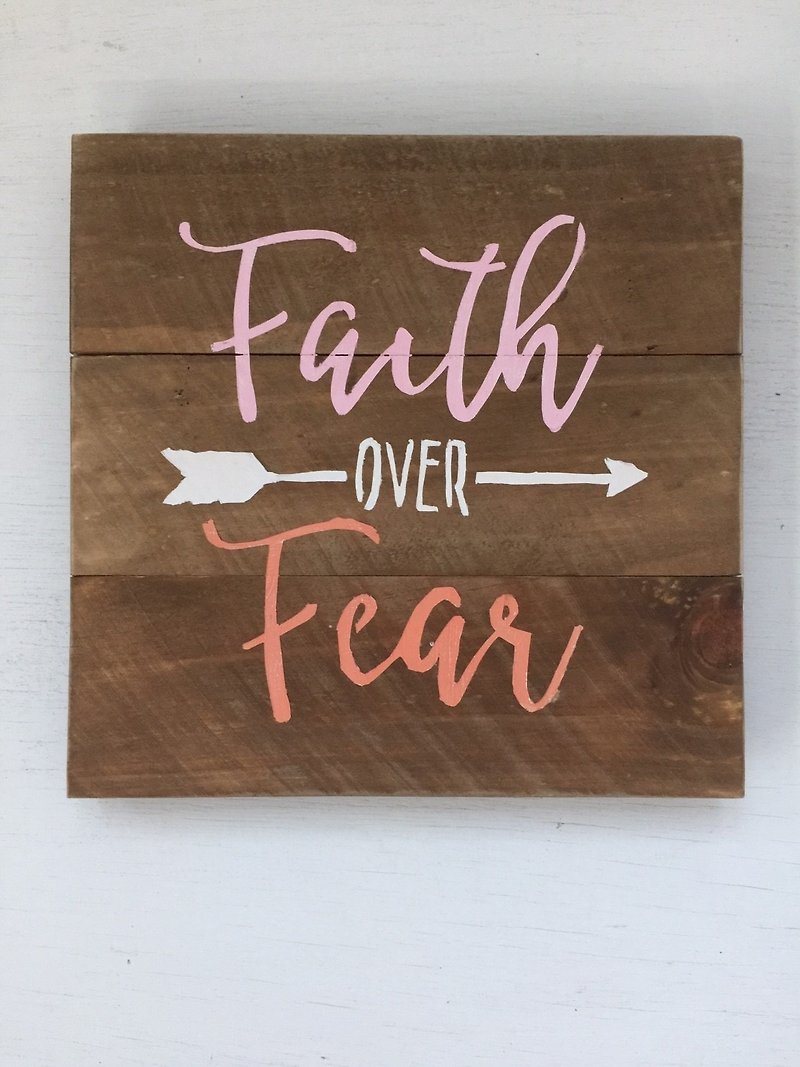 Gospel merchandise baptized gift Faith over Fear Christian wooden ornaments Christmas gift - Items for Display - Wood Pink