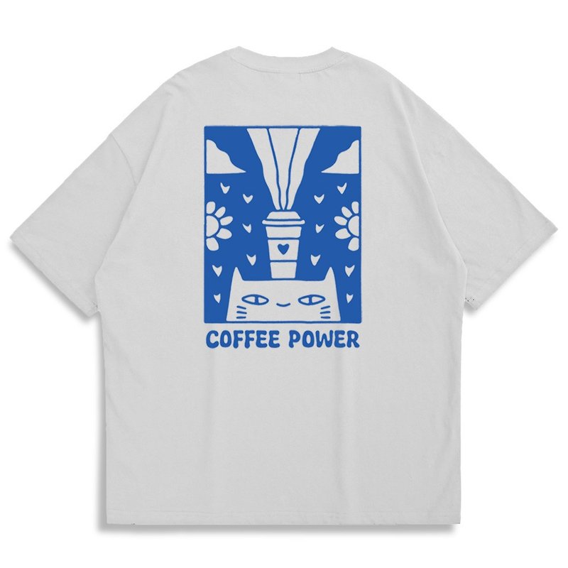 【CREEPS-STORE】Coffee Power Blank Oversized Printed T-shirt - เสื้อยืดผู้ชาย - ผ้าฝ้าย/ผ้าลินิน หลากหลายสี