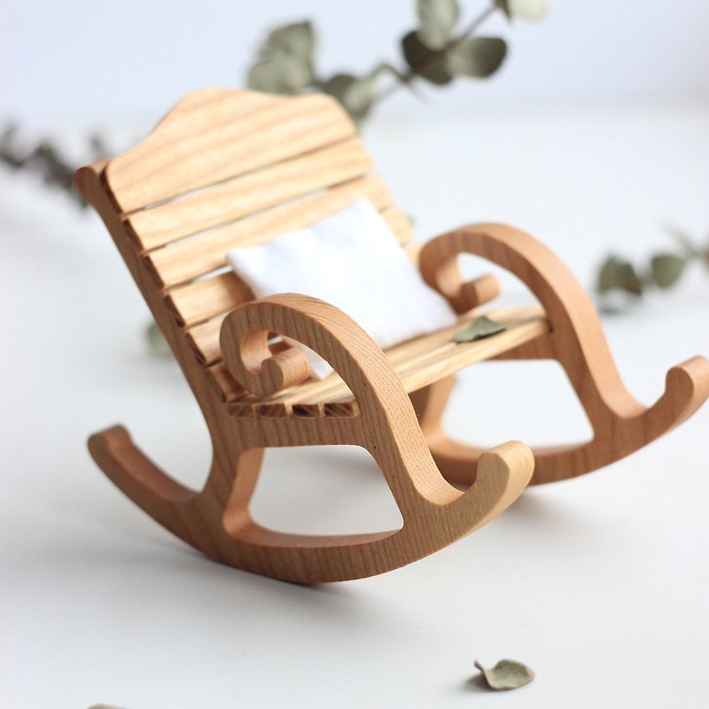 Rocking chair. Wooden furniture for dolls.