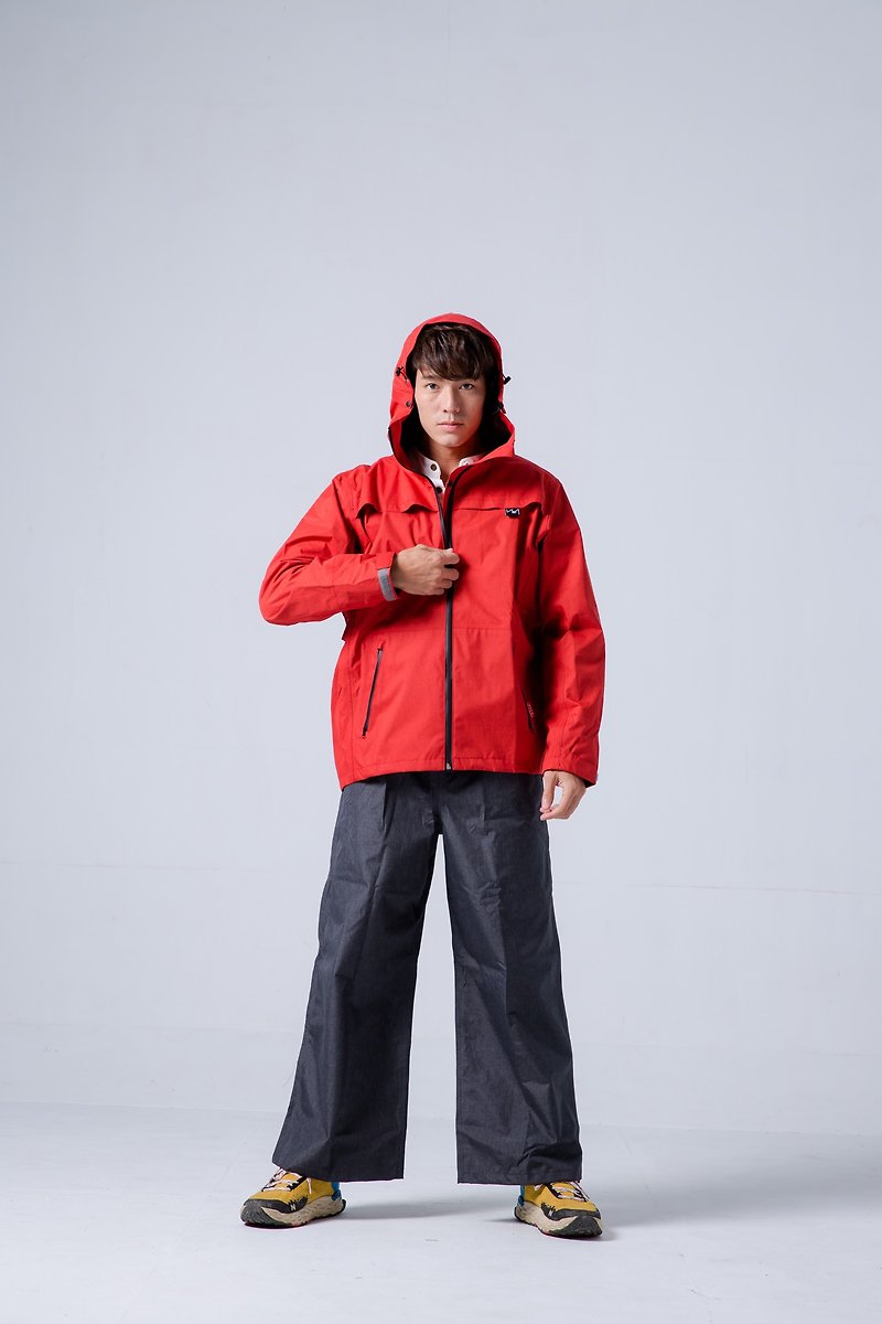 Backpack Packerism Jacket Backpack Raincoat with Wide Pants-Crimson - ร่ม - วัสดุกันนำ้ สีแดง