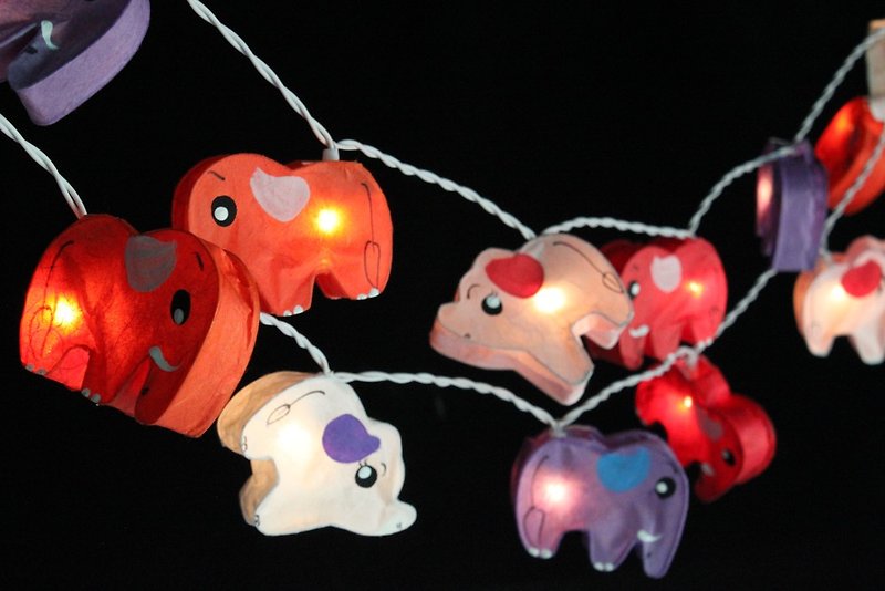 20 Elephants paper lantern String Lights for Home Decoration,Party - โคมไฟ - กระดาษ 