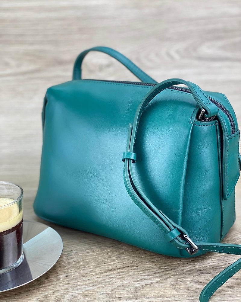 simple.she Genuine Leather Shoulder Bag Simple Style Casual Bag - Messenger Bags & Sling Bags - Genuine Leather Green