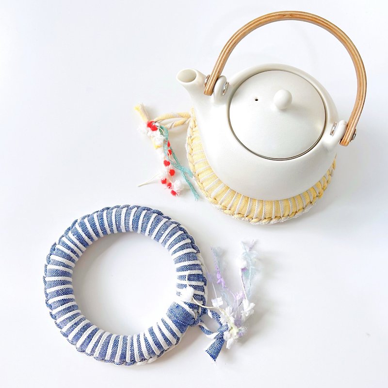 2022 spring limited color/linen hand-woven teapot pad/pot wrap/insulation pad/Ø12cm - Coasters - Linen Multicolor