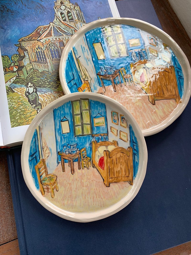 Ceramic Plate Vangoghs room - Small Plates & Saucers - Pottery Blue