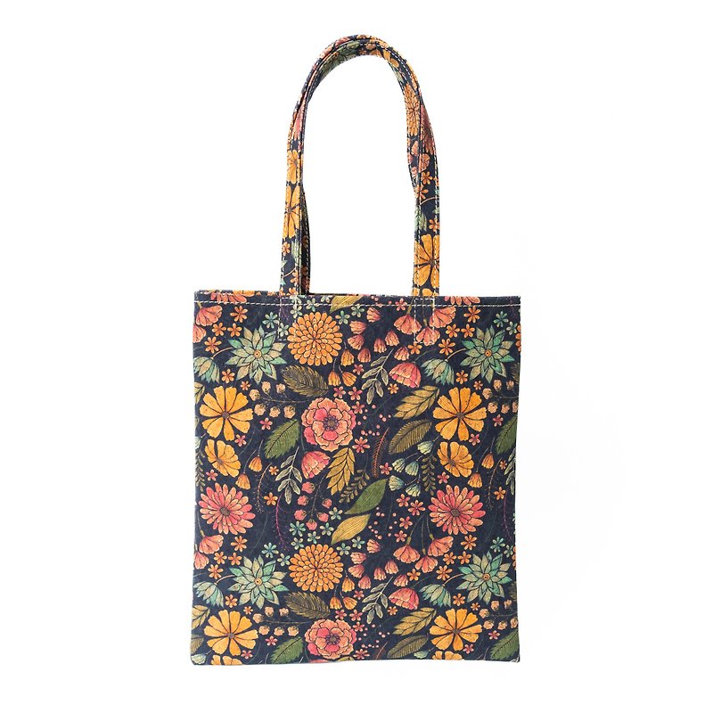 Cork leather A4 tote bag (floral mix) - Handbags & Totes - Eco-Friendly Materials Multicolor