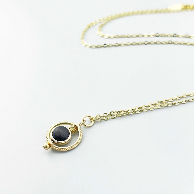 [Star Series] Natural stone reinforced Silver Stone ring gold necklace - Necklaces - Crystal Silver