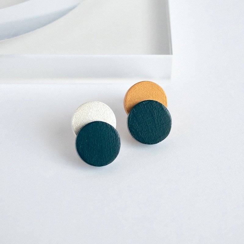 Double Circle Earrings Classic Green - Earrings & Clip-ons - Wood Green