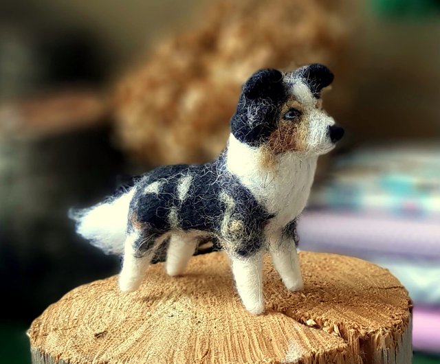 針フェルト犬ボーダーコリードールハウスミニチュア針フェルト動物 - ショップ TINYFELT696 人形・フィギュア - Pinkoi