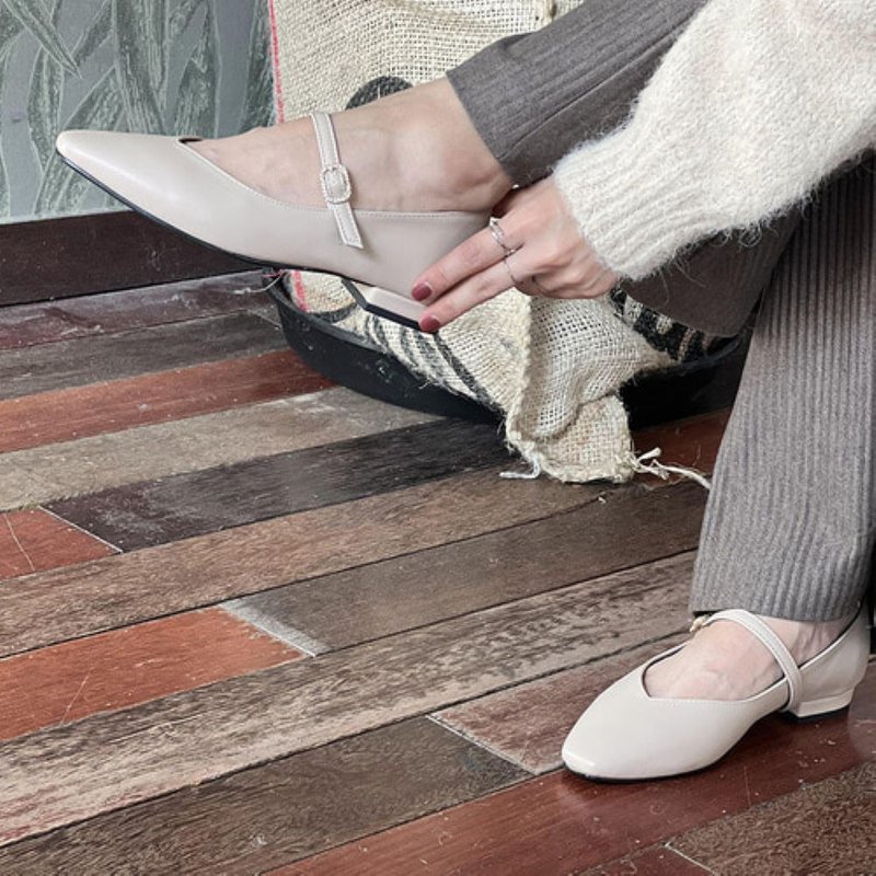 預購-SPUR 韓國人手製 SPUR Celle_Flat_RA8031_SP (Sage Beige) - 女皮鞋 - 其他材質 