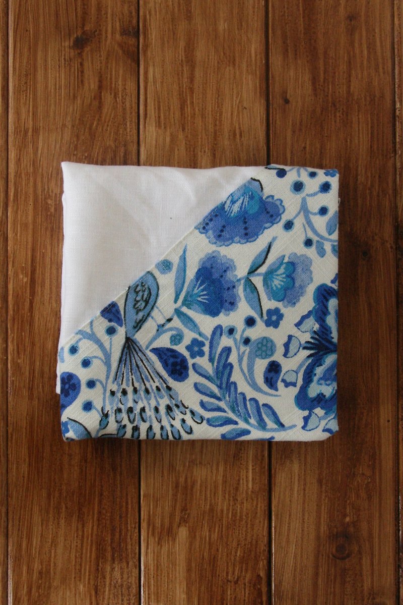 Japanese Eco Bag Furoshiki.  Linen wrapping cloth. - Handbags & Totes - Cotton & Hemp Blue