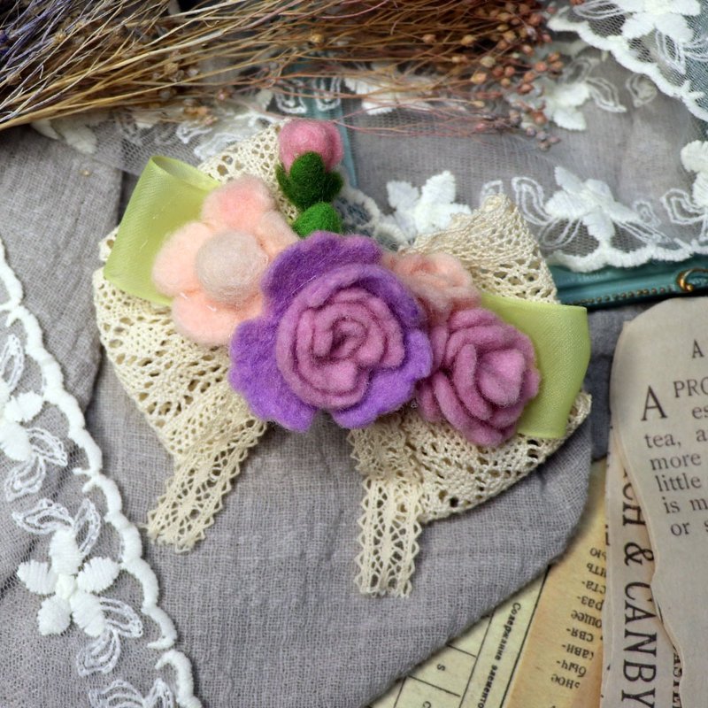 Wool Felt-Flower Series Girls/Teenage Hair Accessories - เครื่องประดับผม - ขนแกะ สีม่วง