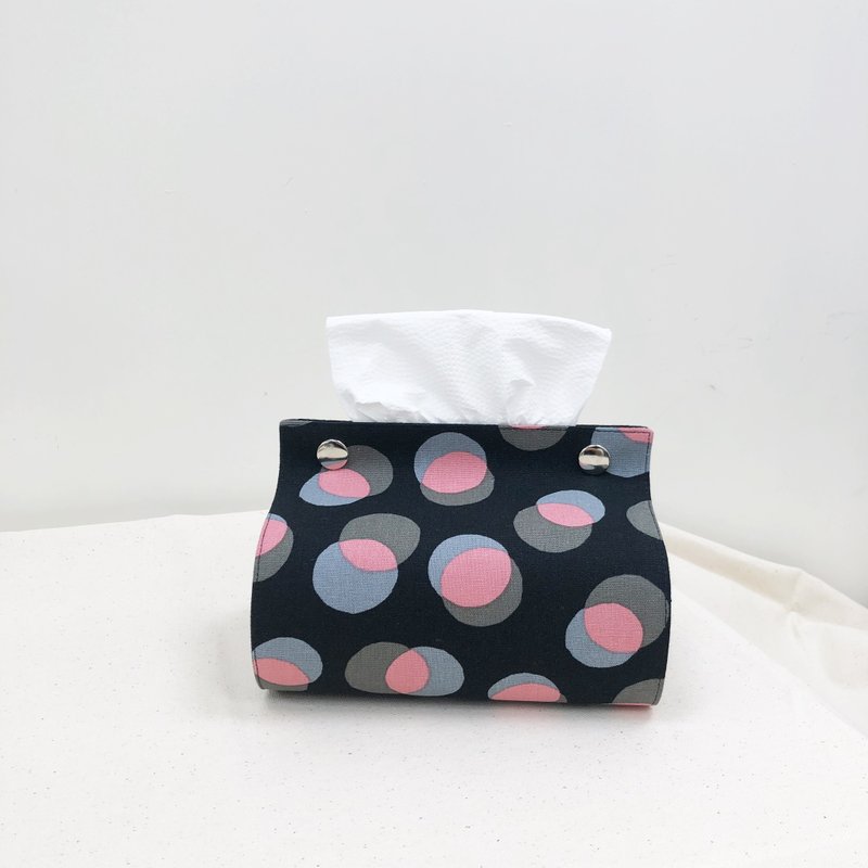 The dots mirror each other / polka dot pink and black / toilet paper wrapping paper box - กล่องทิชชู่ - ผ้าฝ้าย/ผ้าลินิน 