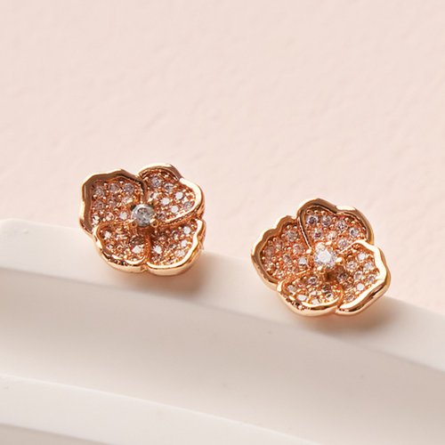 華麗なフラワーダイヤモンドピアス L - ショップ soireebynytw