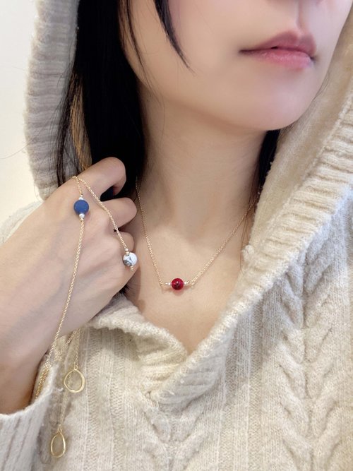 AYLA ANGEL 艾拉天使珠寶 施華洛世奇 珠光白水晶珍珠。西瓜碧璽幸運鎖骨鏈 14K金 OT釦