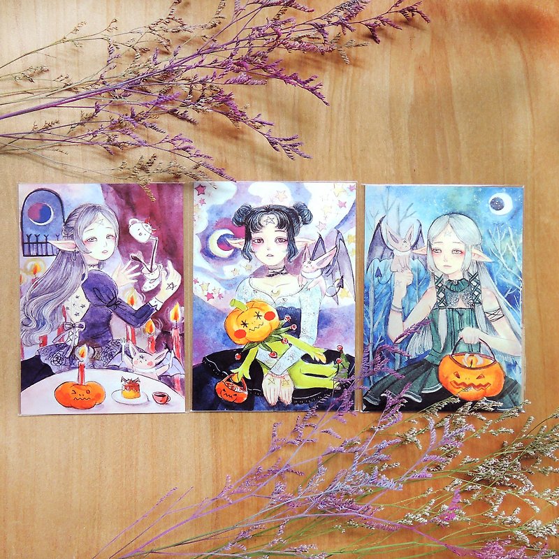 Witch and devil series postcard sets - Cards & Postcards - Paper Purple