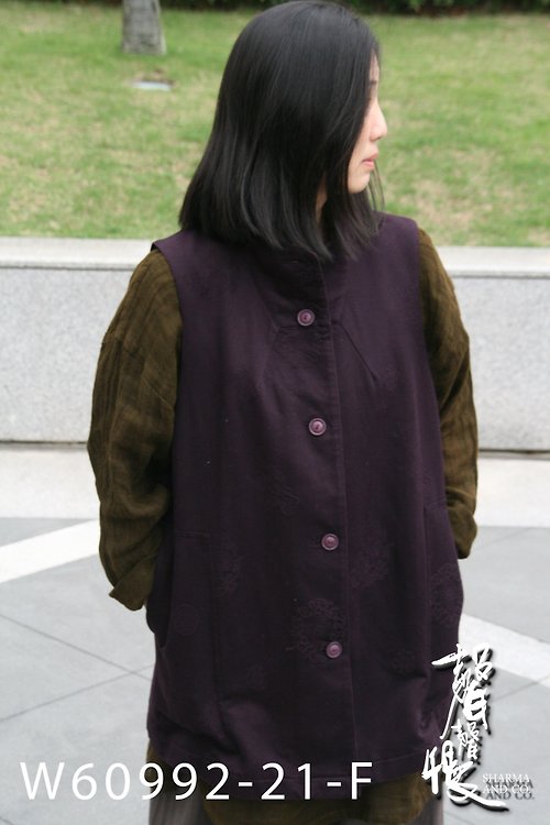 聲聲慢手染服飾 【聲聲慢】中式刺繡背心 淑女穿搭 手工染布 中國風 棉麻 手染服