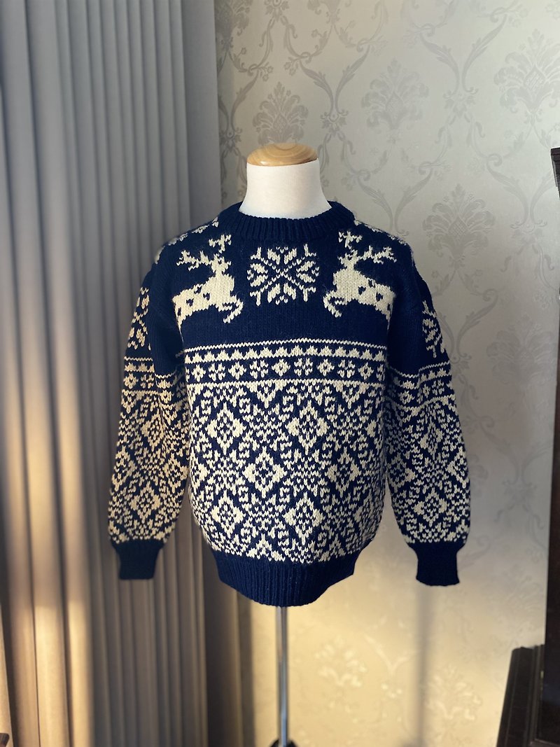 Neutral Dark Blue Elk Vintage Sweater