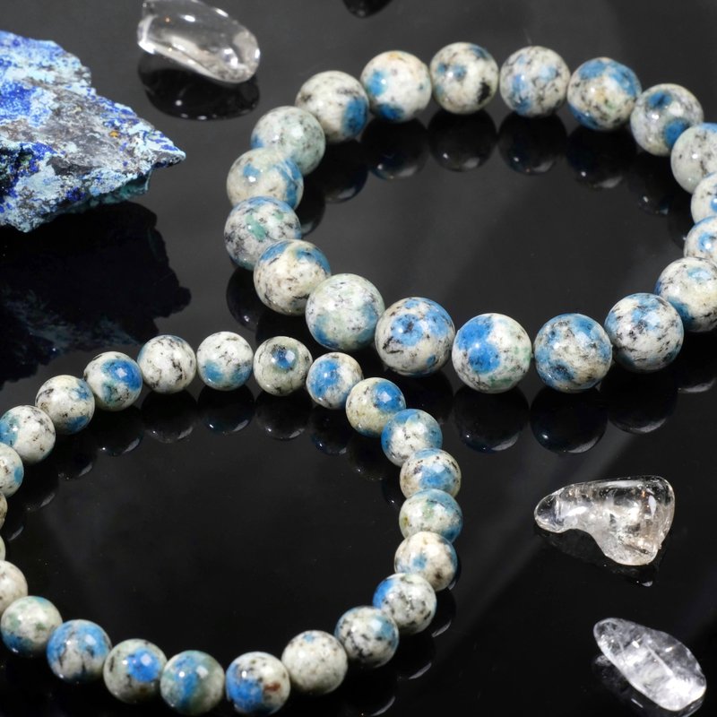 Old mineral K2 crystal bracelet, spiritual high-frequency crystal, soothing mood, natural mineral, positive energy - สร้อยข้อมือ - คริสตัล สีน้ำเงิน