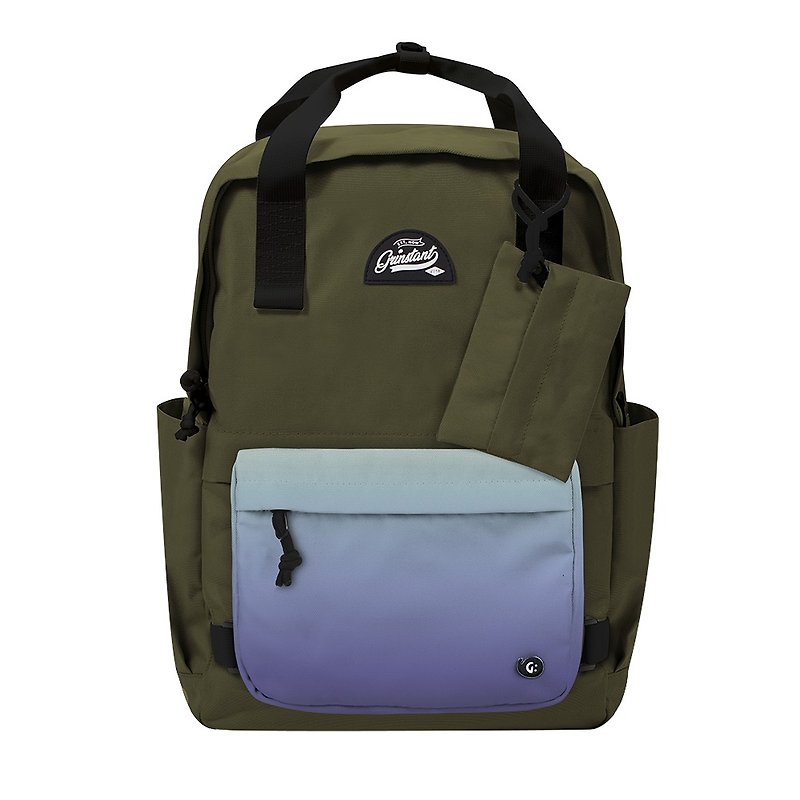 Grinstant mix and match detachable 15.6-inch backpack-adventure series (military green with gradient) - กระเป๋าเป้สะพายหลัง - เส้นใยสังเคราะห์ 