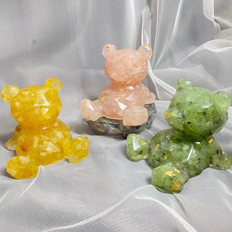 [Handmade] Natural Energy Crystal Invincible Bear/Crystal Ornament - ของวางตกแต่ง - คริสตัล 