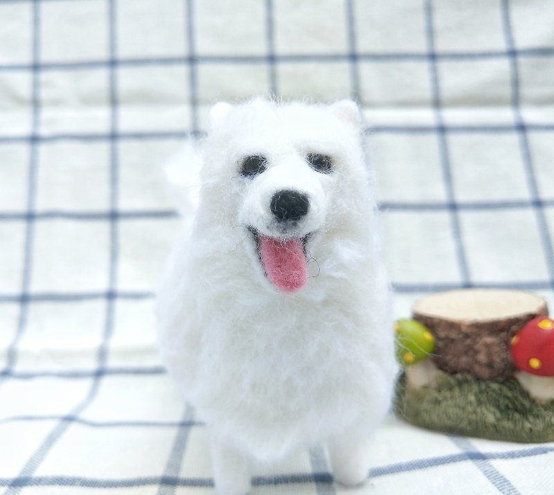 羊毛氈 寵物 復刻 仿真 狗狗 - 西摩犬 薩摩耶犬 植毛款 (客製化) - 擺飾/家飾品 - 羊毛 白色