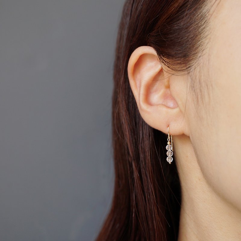 14kgf   Crystal Line Earrings - 耳環/耳夾 - 其他金屬 透明