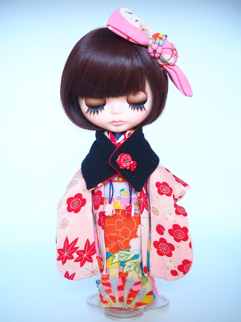 Cute and beautiful kimono for dolls - Stuffed Dolls & Figurines - Silk Pink
