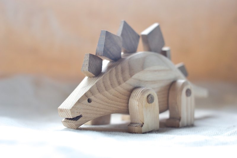 Dinosaur Friends Series-Stegosaurus Tata l wooden toy ornaments - Stuffed Dolls & Figurines - Wood Khaki