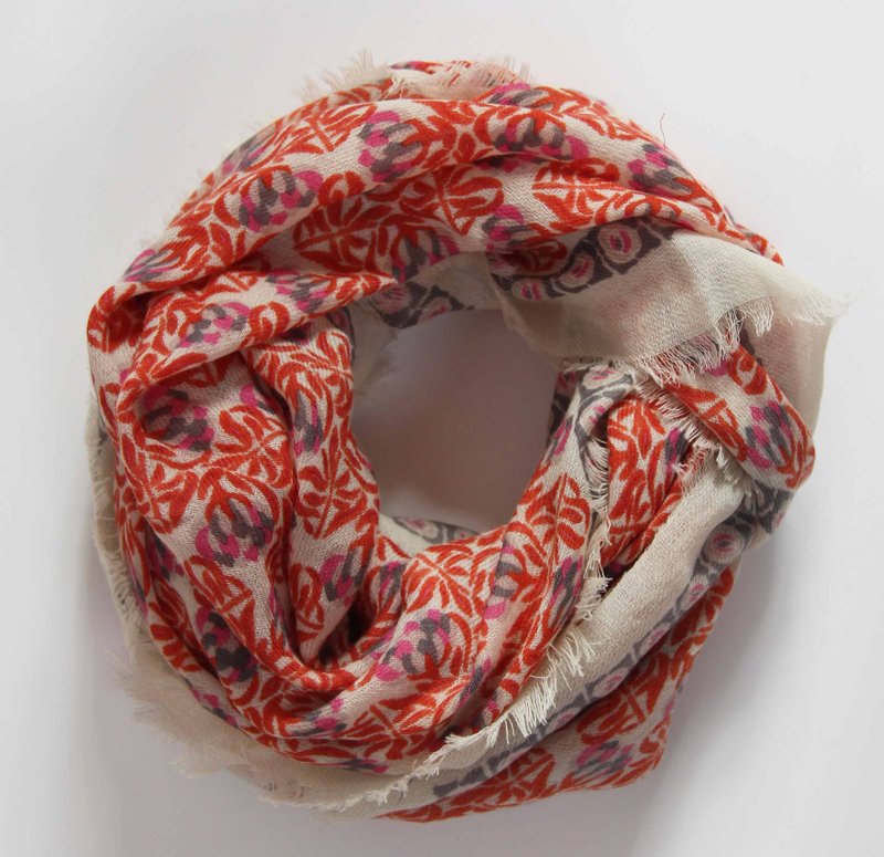 Carré Laine Poème Orange wool square scarf - Knit Scarves & Wraps - Wool Multicolor