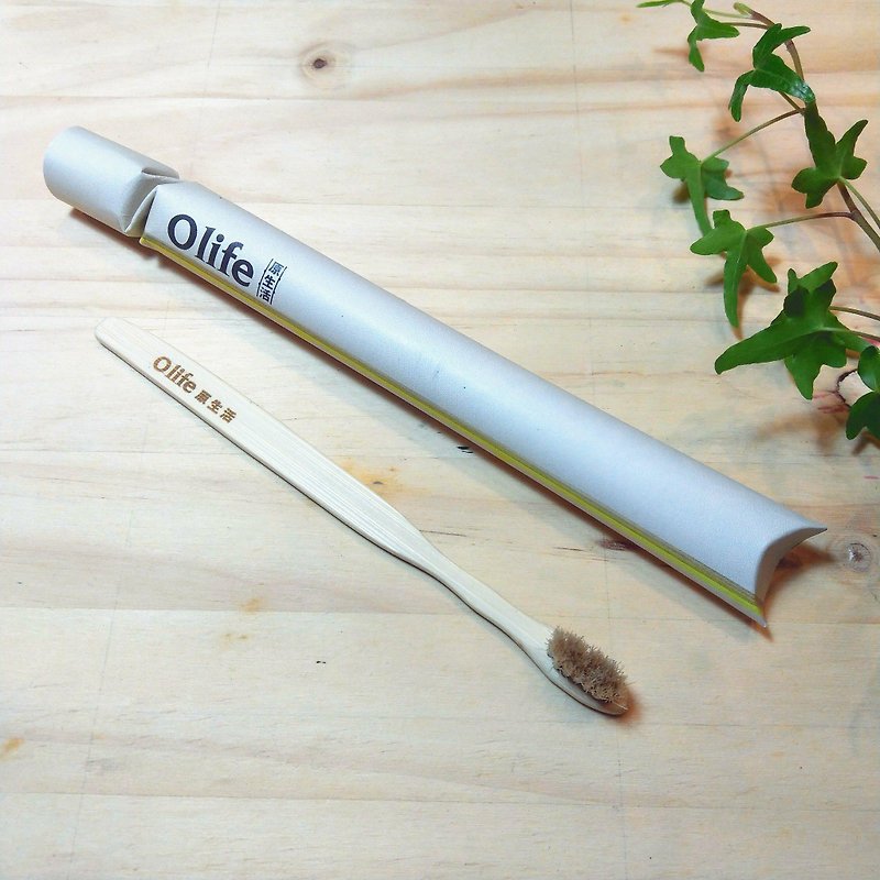 Olife original natural handmade bamboo toothbrush [moderate soft white horse original bamboo color] - อื่นๆ - ไม้ไผ่ สีเหลือง