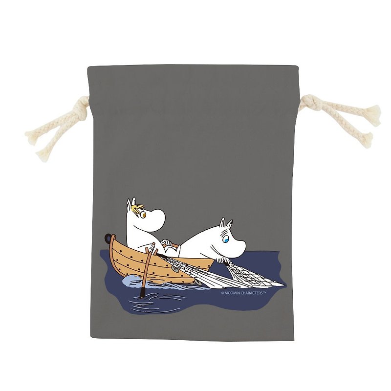 MOOMIN Authorized-Color Bundle Bag Lulu Rice Fishing Fun (Iron Gray/3 Size)) - กระเป๋าเครื่องสำอาง - ผ้าฝ้าย/ผ้าลินิน สีนำ้ตาล