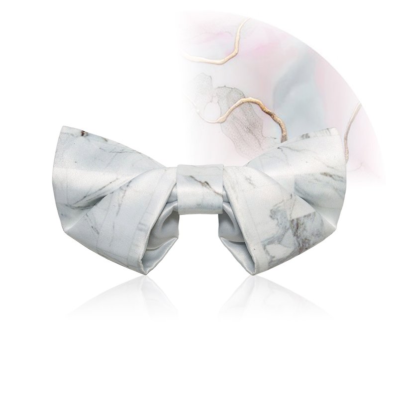 Style F0256 Marble pattern Bowtie -  Wedding Bowtie Folded style - Ties & Tie Clips - Polyester White