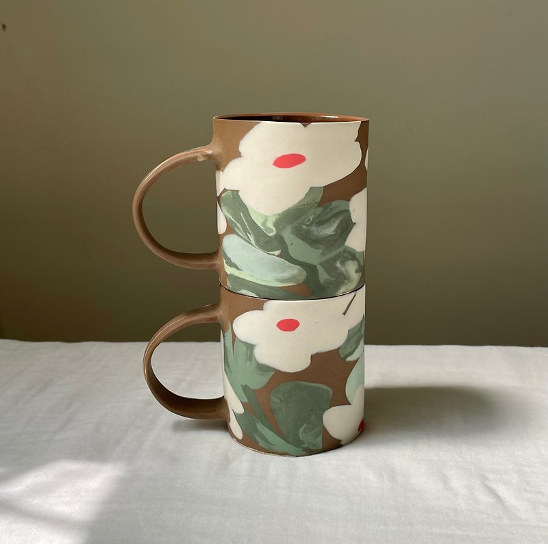 White Periwinkle Nerikomi Mug - Mugs - Porcelain 