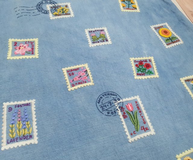 ビンテージレトロフラワー　チューリップ　リボン　切手　okmt コラージュ 素材 シール 押し花 花 フラワー ジャンクジャーナル