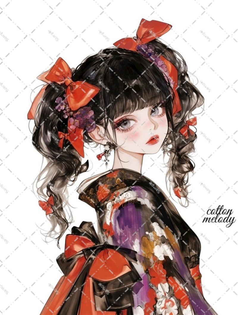 original sticker no.7172 人物ステッカー オリジナルステッカー 人物ステッカー 女の子ステッカー オリジナル人物ステッカー - 貼紙 - 紙 