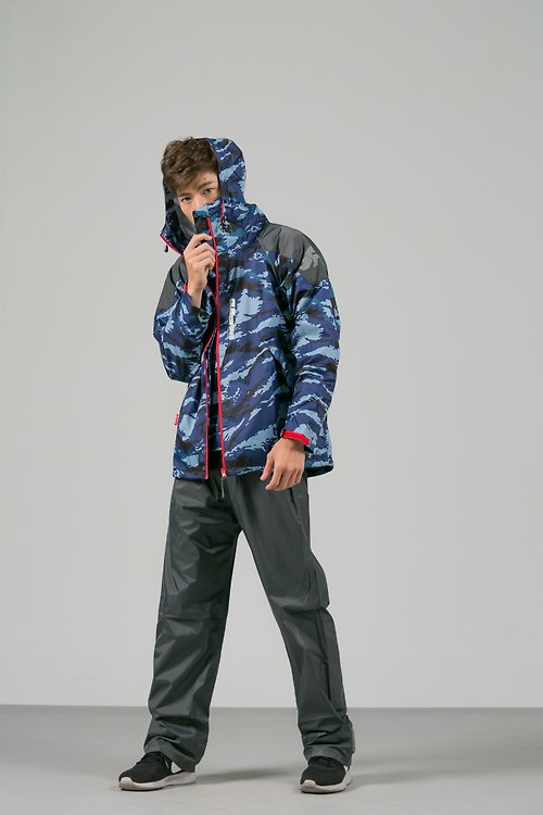 Outperform 奧德蒙雨衣專賣店 賽克兩件式風雨衣-藍迷彩