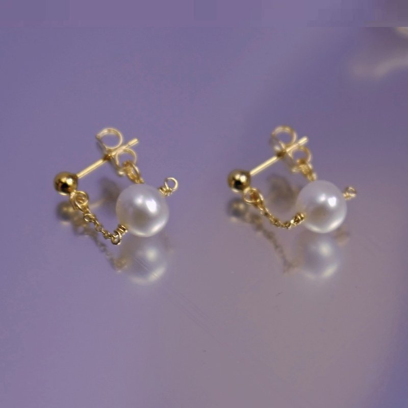 Nearly perfect circle flawless highlight pearl earrings made in the United States 14K gold injection